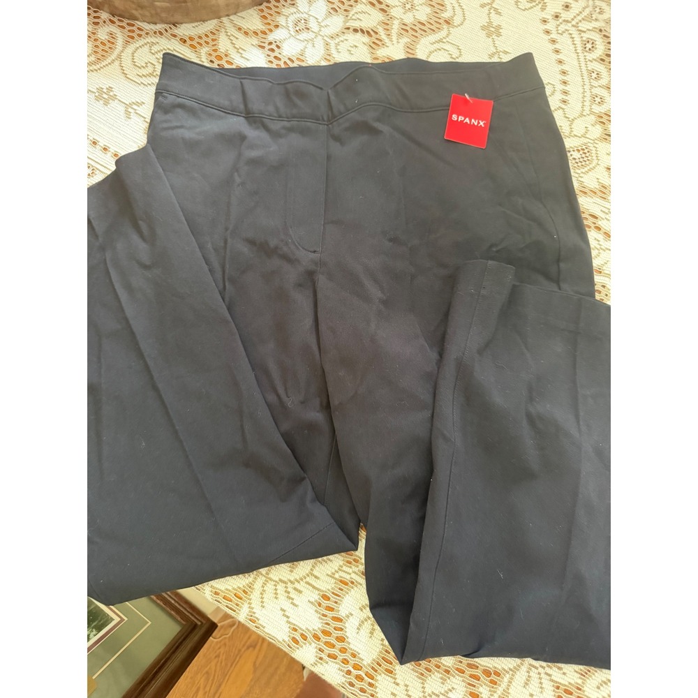 Spanx The Perfect Pant Black Straight Leg Twill Trousers Size Large NWT